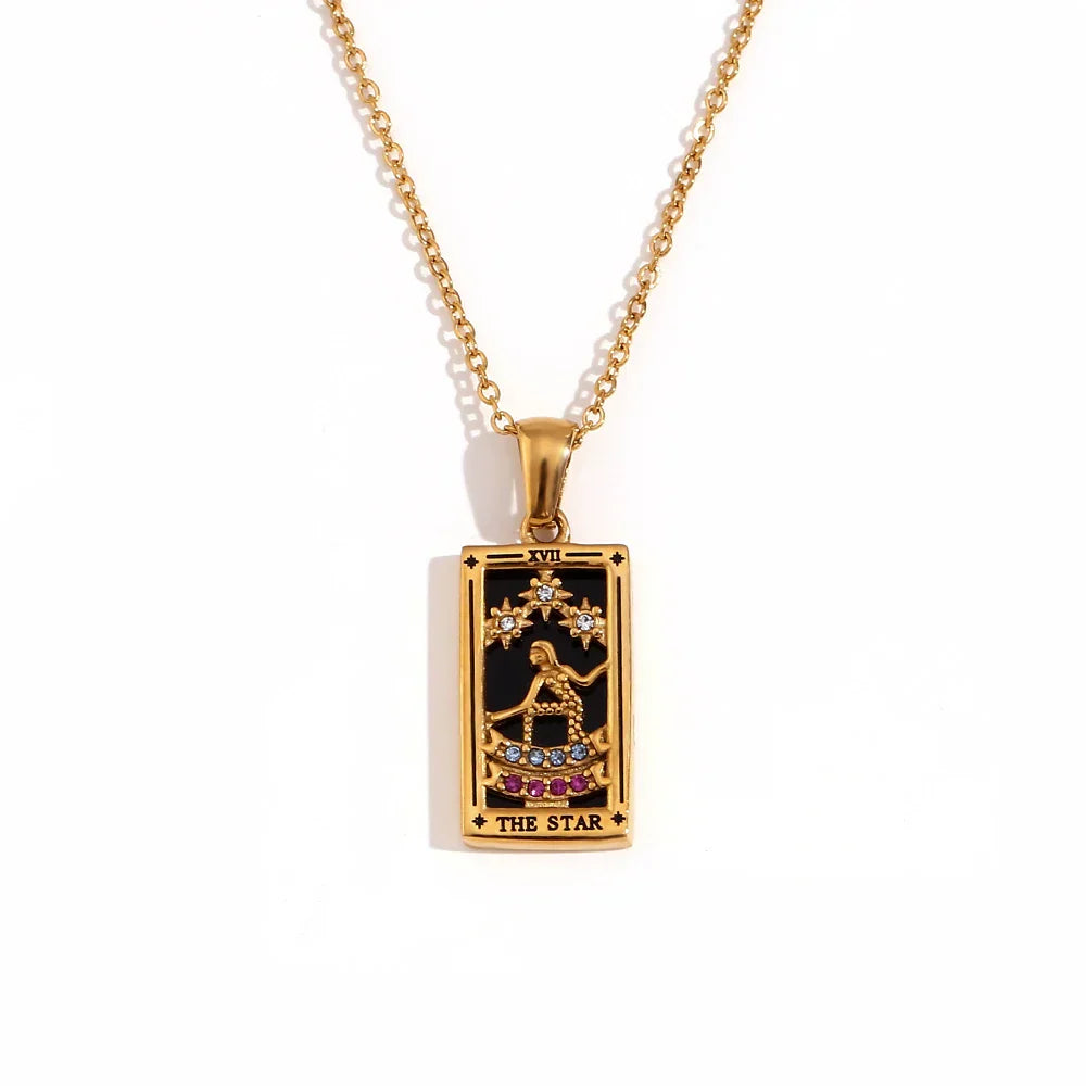 Original New Tarot Queen Lover Magician Moon Necklace Tarnish Free Stainless Steel Jewelry 18K Gold Plated Decoration