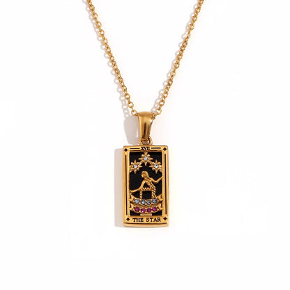 Original New Tarot Queen Lover Magician Moon Necklace Tarnish Free Stainless Steel Jewelry 18K Gold Plated Decoration