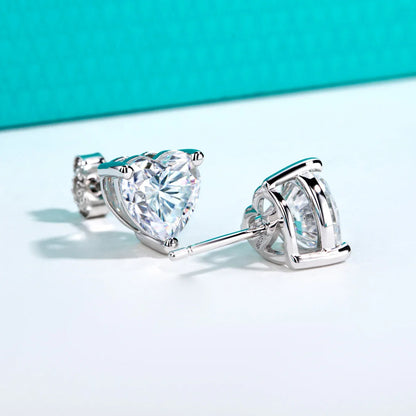 Heart Moissanite Stud Earrings 1cttw-6cttw D Color VVS1 925 Sterling Silver 18k Gold Plated Classic Women's Jewelry