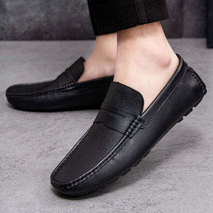 Red Loafers Genuine Leather Slip On Casual Shoes Men Natural Leather Spring Summer Italian Luxury Brand Designer