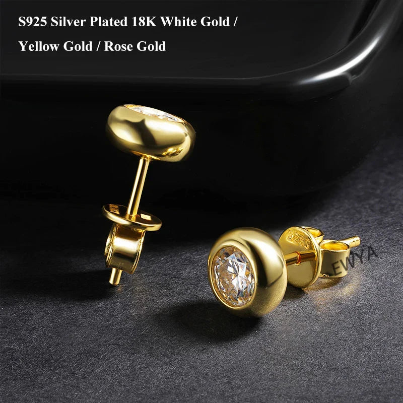 Oval Round Bezel 0.5CT Moissanite Stud Earrings for Women 925 Silver Plated 18k Pass Diamond Test Bubble Ear Jewelry Gift