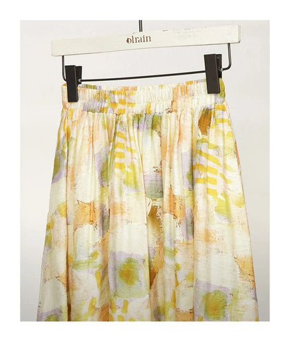 Women Long Skirt French Fashion Floral Skirt 2026 Summer High-waisted Splicing Hollow A-shaped Pendulum Skirts O23XB80203