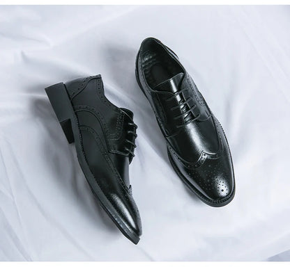 High Quality Height Increase Oxford Dress Shoes Men Genuine Cow Leather Suit Shoes Lift Brogues Wedding Formal Elevator Shoes