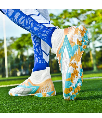 Double star youth football shoes, TF nail grip anti slip, unisex match training specific football shoes
