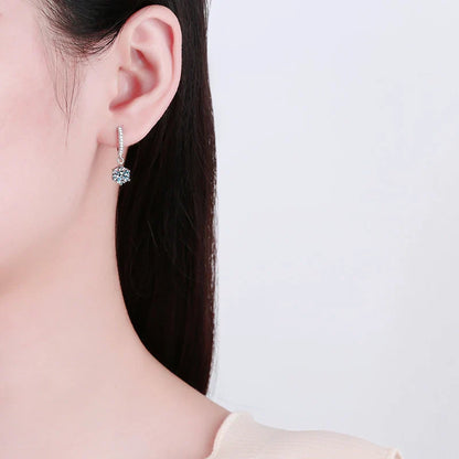 1ct Moissanite Drop Earring for Women Sparkling Diamond Earrings S925 Sterling Silver White Gold Plated Wedding Jewelry
