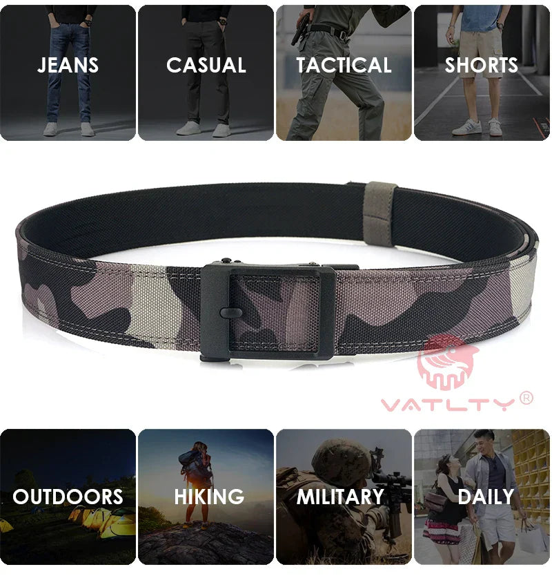 New Hard Tactical Belt for Men Metal Automatic Buckle IPSC Gun Belt 1100D Nylon Military Belt Outdoor Sports Girdle Male