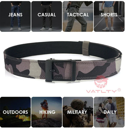 New Hard Tactical Belt for Men Metal Automatic Buckle IPSC Gun Belt 1100D Nylon Military Belt Outdoor Sports Girdle Male