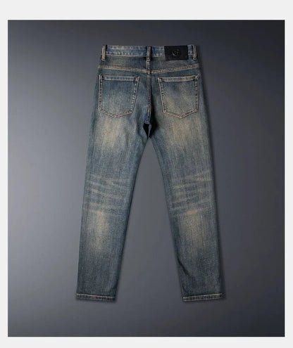 New Spring/Autumn Fashion Trendy Printed American Retro Straight Leg Jeans Men's Casual Sports High Quality Stretch Denim Pants