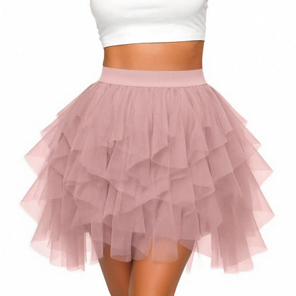 Women's Tulle Tutu Skirt Fashion Solid Color High Waist Mesh Skirt A-line Puff Skirt Cute Cake Skirt Cute Ballet Ball Half Skirt