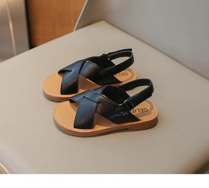 Size 21-35 Boys Girls Sandals 2026 Summer Children Beach Shoes Kids Fashion Cross-tied Anti-sliperry Soft Simple New Hot I10089