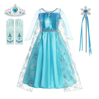 Meninas Rainha da Neve Fantasias Infantis Meninas Festa de Carnaval Baile Vestido Elsa Roupas Infantis Fantasia de Princesa Vestido de Aniversário