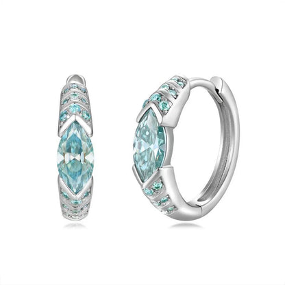 4*8MM Horse Eye D Color Blue Green Moissanite Earrings 100% 925 Sterling Silver For Women Top Quality