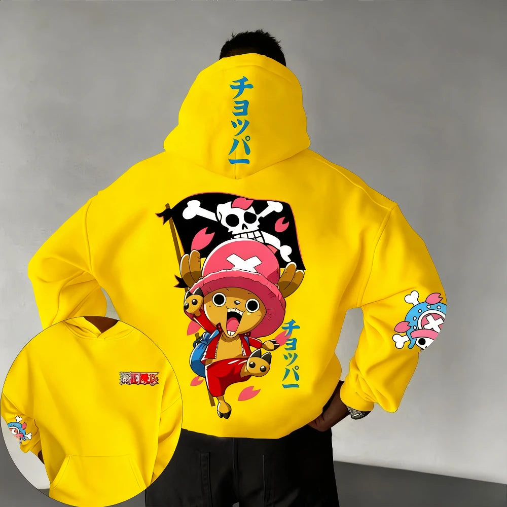 New ONE PIECE Men's Hoodie Sweater Tony Tony Chopper Japan Anime Summer Autumn New Boys Children's Long Sleeve Parent-Child Wear