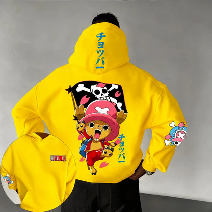 New ONE PIECE Men's Hoodie Sweater Tony Tony Chopper Japan Anime Summer Autumn New Boys Children's Long Sleeve Parent-Child Wear