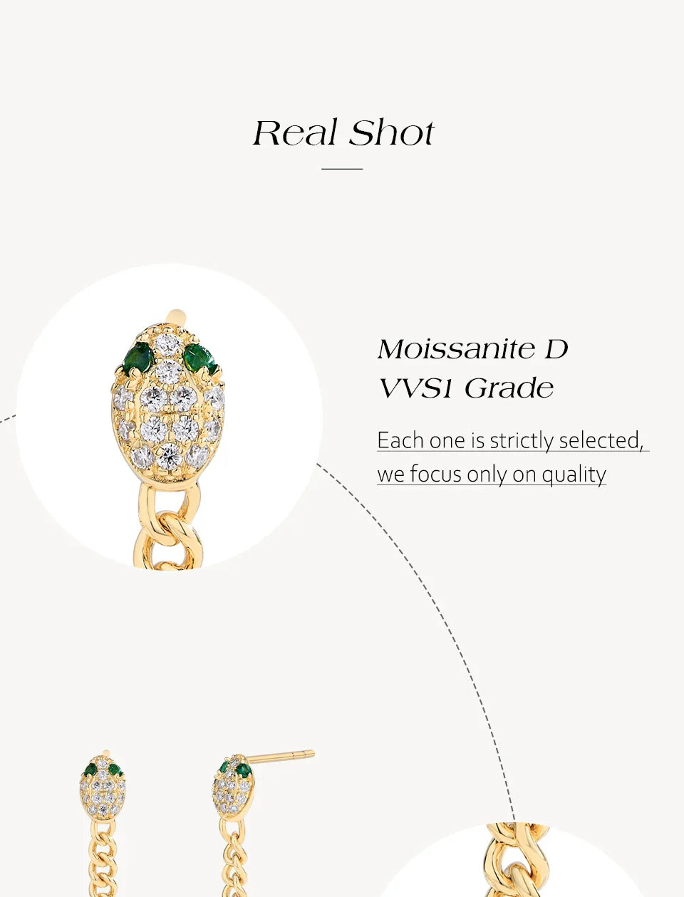 Original Green Eyes Snake Drop Earrings For Women Moissanite Diamond Earring S925 Sterling Silver Party Wedding Jewelry