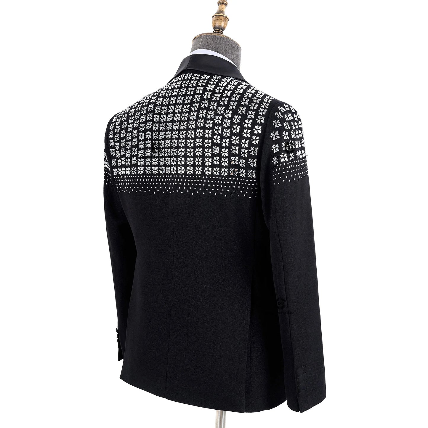 Elegant Men's Suits Double-Breasted Jewelry Ornament Handmade Tuxedo for Wedding Groom Party Jacket Pants