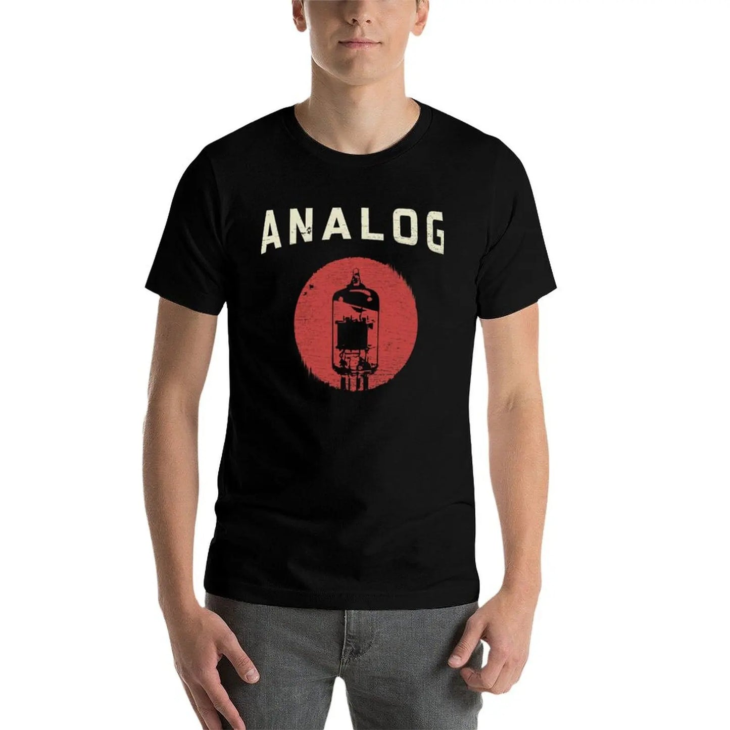 Vacuum Tube Analog Distressed Effect T-Shirt summer top graphic t shirts sweat sublime mens t shirts top quality