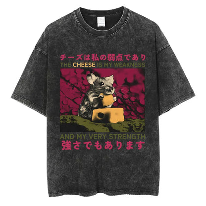 I Do Not Think Therefore I Do Not Am T-shirt Funny Japanese Style Opossum Vintage Washed T Shirt Unisex Fashion Humor T-shirts