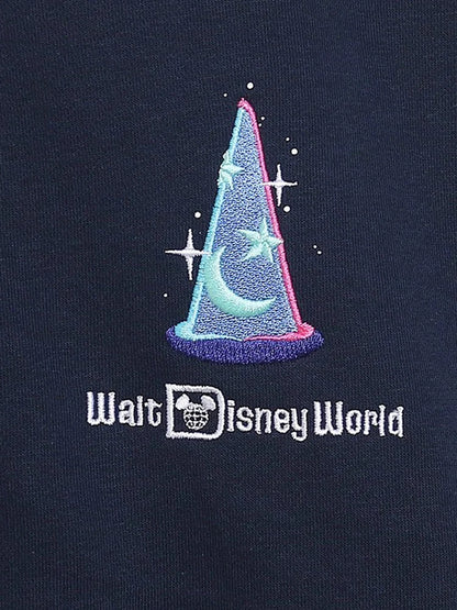 Moletom de Lã Bordado com Estampa de Desenho Animado do Castelo Mundial Letra Mágica Mickey Mouse Feminino com Zíper e Capuz VELUDO Blusa