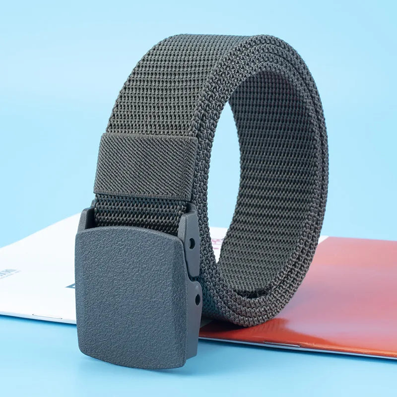 Newest 8 Colors Men Belts Military Nylon Adjustable Belt Outdoor Travel Tactical Waist Belt with Plastic Buckle for Pants 120cm