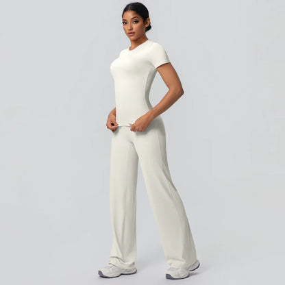 Fitness Sports Workout Yoga Set for Women Naked Feel Slim Casual Workout Top T-Shirt Quick Drying Push Up Running Pants Yoga Set