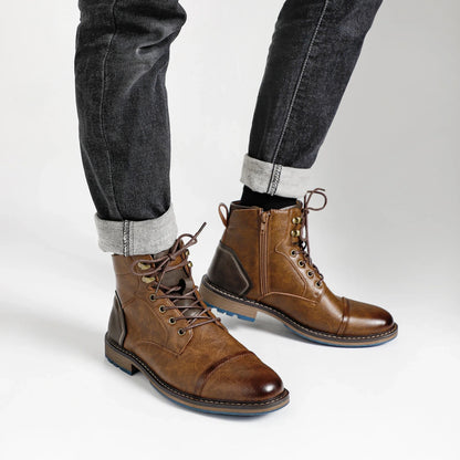 Size 8-13 Retro Men Boots 2025 Fashion Comfortable Spring Leather Boots