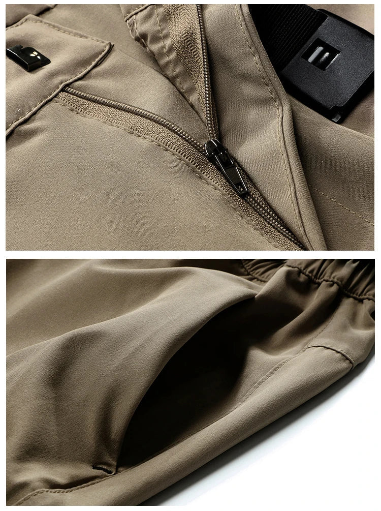 Men's Breathable Sports Pants Lightweight Hiking with Zipper Pocket Quick Dry Water Resistant Fishing Travel Trousers