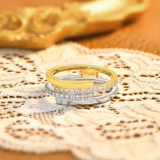 2026 Hot Two Tone Gold Spinner Moissanite Ring for Women Men 925 Sterling Silver Jewelry Perfect Birthday Gifts for Her