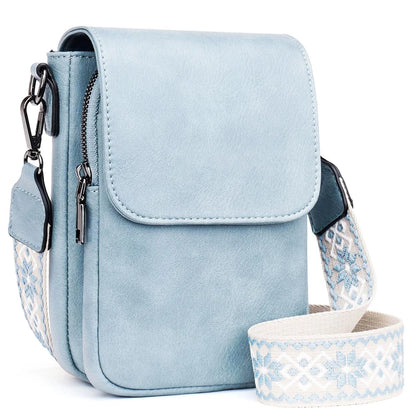 Fashionable New Retro Pu Leather Women's Wide Shoulder Strap Single Shoulder Crossbody Bag with Lid Small Square Bag