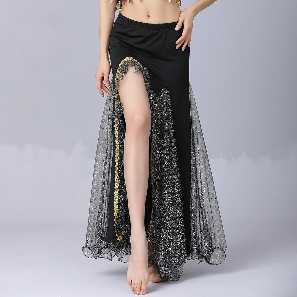 Belly Dance Long Skirt Women Clothing Fashion Clothes Streetwear Harajuku Sequin Hotsweet Performance Costume Dance Wear Stage
