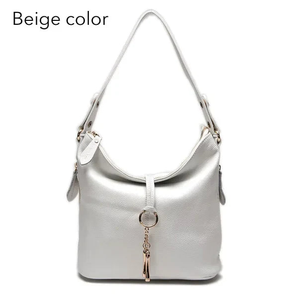 Elegant Women Red Leather Handbag 100% Genuine Leather Lady Hobo Bag Charming Ring Medium Shoulder Bag Bright Yellow Bags