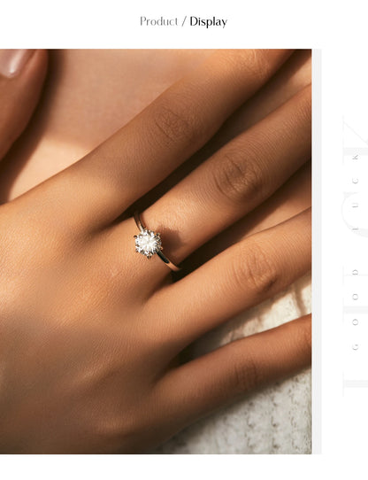 1CT Moissanite Lab Diamond Ring For Women 925 Sterling Silver Wedding Engagement Platinum Plated Fine Jewelry