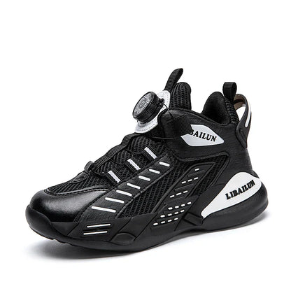 New Children Basketball Shoes Swivel Button Boys Fashion Sneakers Girls School Sport Shoes Kids Casual Trainers Outdoor Shoes