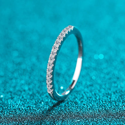 2mm D Color Moissanite Ring s925 Sterling Sliver Plated 18k White Gold Eternity Band Wedding Engagement Rings For Women