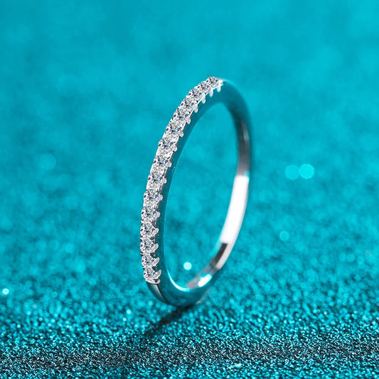 2mm D Color Moissanite Ring s925 Sterling Sliver Plated 18k White Gold Eternity Band Wedding Engagement Rings For Women