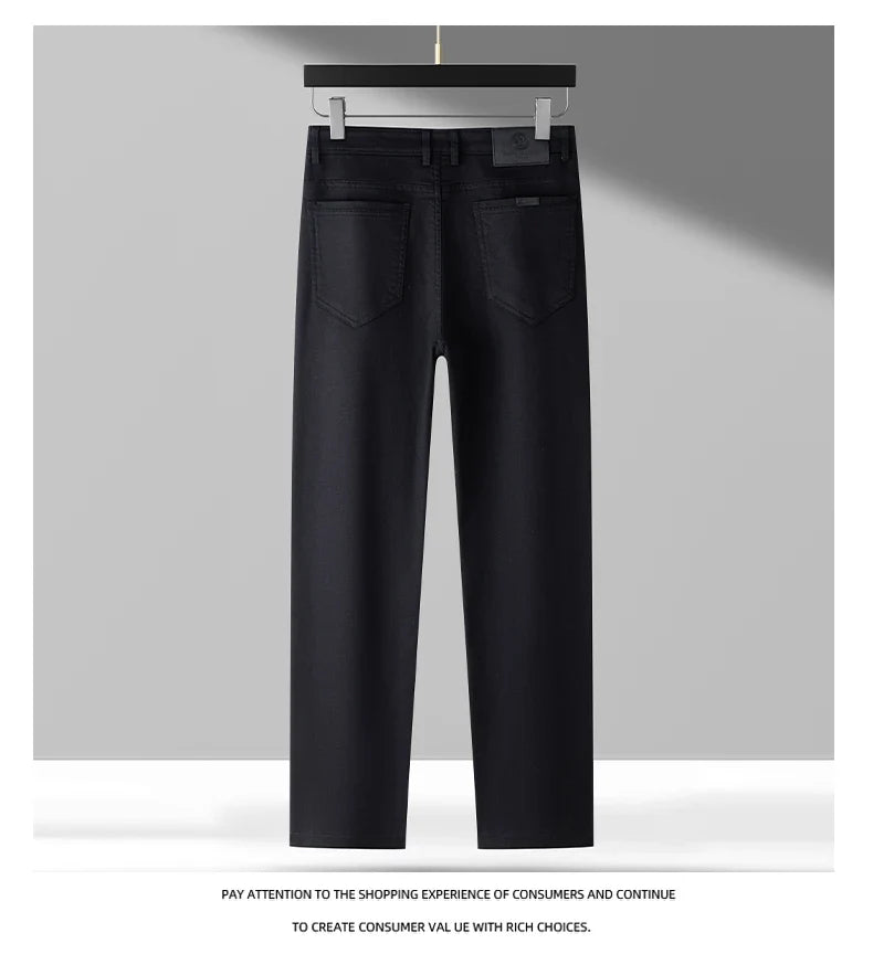Lyocell Jeans Men Spring Autumn New Fashion Comfortable Straight Long Pants Soft Business Brand Classic Stretch Denim Trousers