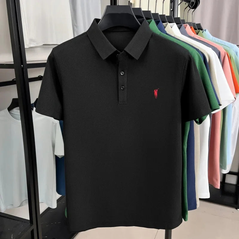 Luxury brand pony embroidery short sleeve polo shirt summer breathable solid color casual men T-shirt fashion high-end Paul top