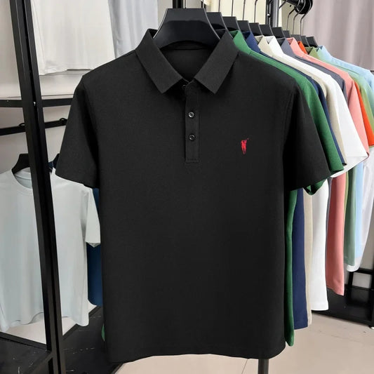 Luxury brand pony embroidery short sleeve polo shirt summer breathable solid color casual men T-shirt fashion high-end Paul top