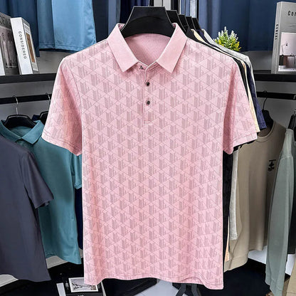 Hot Luxury Brand Man Short-Sleeved Polo Shirt Button Lapel European American Style Spring New T-Shirt Casual Fashion Men's Wear
