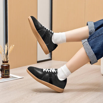Women's Sneakers 2026 New Genuine Leather Ladies Moral Training Shoes Casual Spring Flat Shoes Women