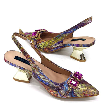 Rhinestone Pointed-Toe High Heels Shoes and Bags Set for Women Wedding and Party Elegant Luxury Fashion in Wine Color