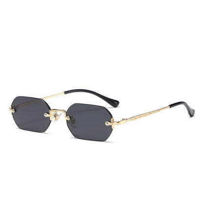 Rimless Rectangle Sunglasses – UV400 Gold Frame | Men & Women