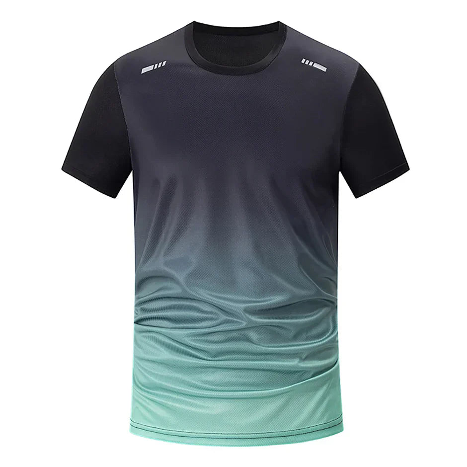 5-Piece Men's Quick-drying Sports Suit Fitness Running Tight Elastic Trousers With Cap Gradient Coat Round Neck Casual T-shirt