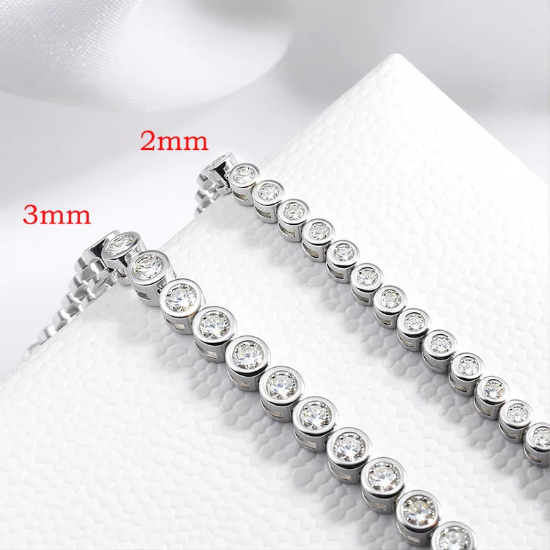 3 Colors 2/3mm Bubbles All Moissanite Tennis Bracelet for Women Men Bangles Full Diamond Pure 925 Silver Chain Jewelry