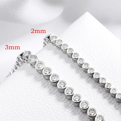 3 Colors 2/3mm Bubbles All Moissanite Tennis Bracelet for Women Men Bangles Full Diamond Pure 925 Silver Chain Jewelry