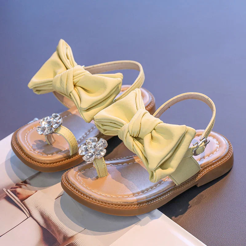 Sparkly Rhinestone Flip Flop for Girls Back Strape Children Slingbacks Shoes Nice Wedding Party Shoes with Large Bow-knot I05302