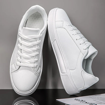 Business Casual Men's Shoes Soft Women Shoes Comfortable Casual PU Leather Shoes for Men Autumn Solid White Men Sneakers