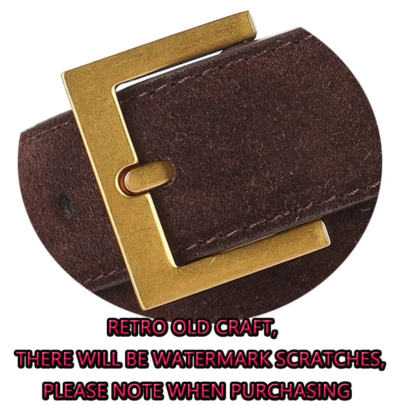New Luxury Double Genuine Leather Belt for Women Jeans Casual Dress Square Alloy Buckle Ladies Trendy Belts Fashion Waistband