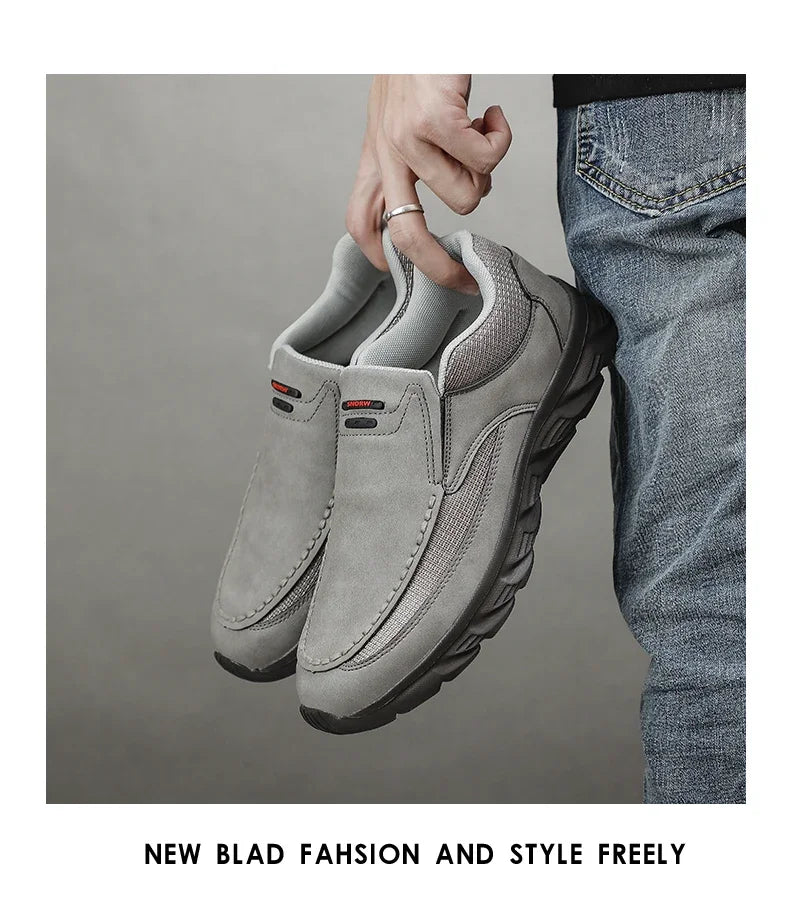 Sapatos Masculinos Casuais de Couro, Mocassins Respiráveis, Tênis Masculinos 2024, Novos Tênis Masculinos de Couro Confortáveis, Calçados Masculinos