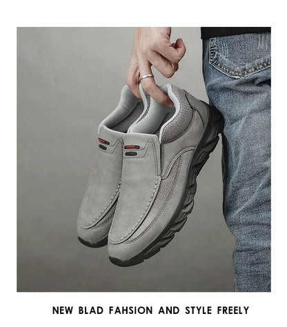 Sapatos Masculinos Casuais de Couro, Mocassins Respiráveis, Tênis Masculinos 2024, Novos Tênis Masculinos de Couro Confortáveis, Calçados Masculinos